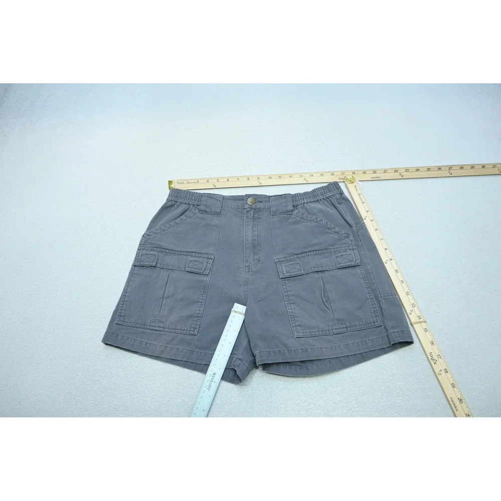 Cabelas Cargo Shorts Mens 34 Gray Elastic Waist Canvas Outdoor Utility Excellent